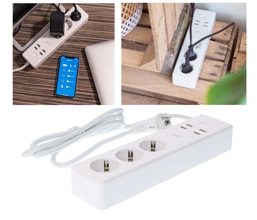 APP_Steckdose_39-849-00480_B01 APP Steckdose 3-fach Steckdosenleiste mit 4x USB Ladegerät