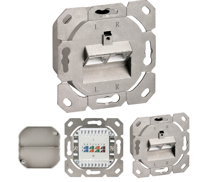 Netzwerkdose CAT6A Unterputz Doppeldose LAN Dose ohne Blende