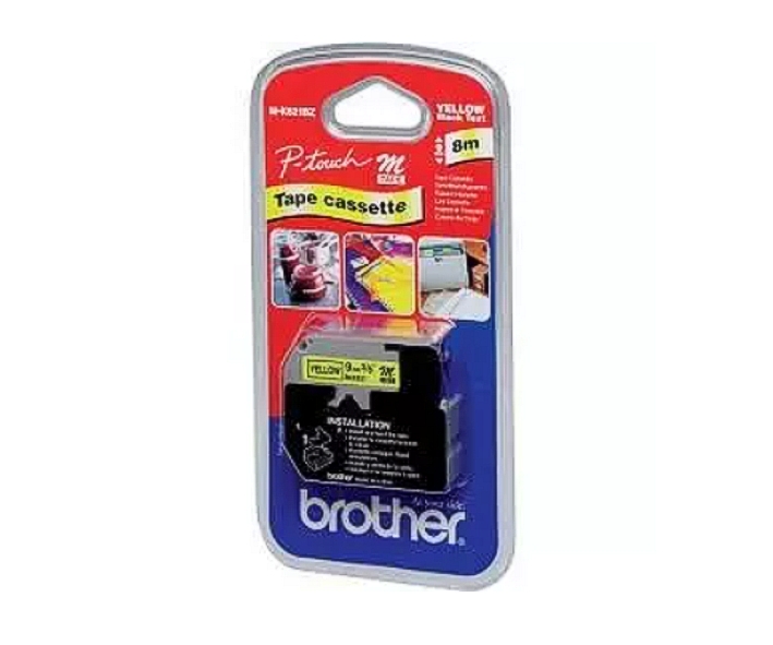 Brother M-K621 Schriftband 9mm Band Schwarze Schrift auf Gelb Länge 8m