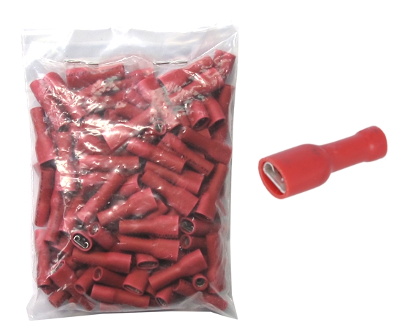 Flachsteckhuelse_Rot_Vollisoliert_45-821-01260 4,8mm Flachsteckhülse ROT vollisoliert ** 100er Pack **