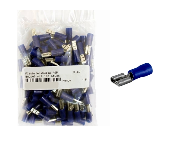 45-821-04010_Flachsteckhuelse 4,8mm Flachsteckhülse BLAU Teilisoliert ** 100er Pack **