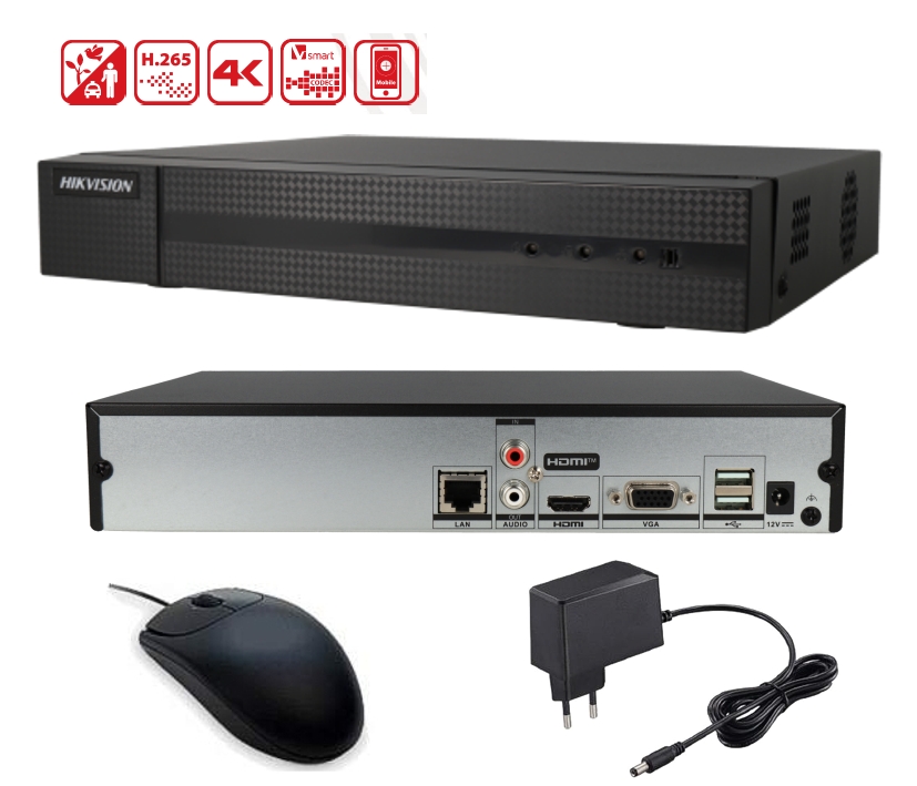 IP NVR 4-Kanal Recorder HWN4104MH mit HDMI VGA Maus ohne HDD 