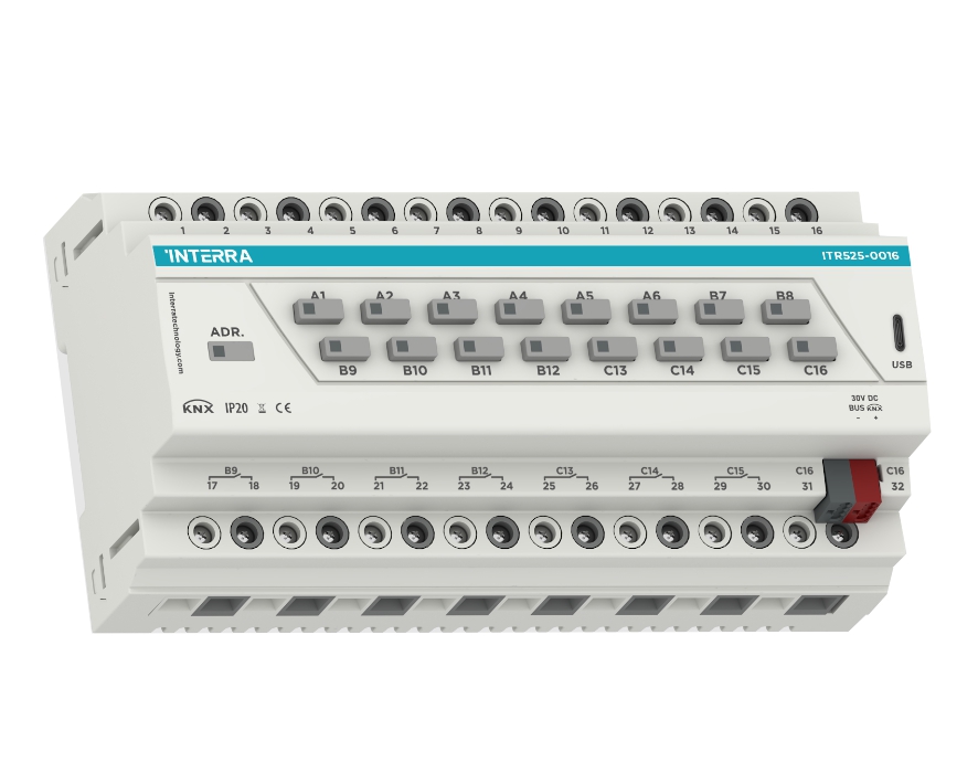 Interra ITR525-0016 Combo PLUS KNX Aktor 16-fach 16A Licht Jalousie Fußbodenheizung Fan-Coil 2 - 4