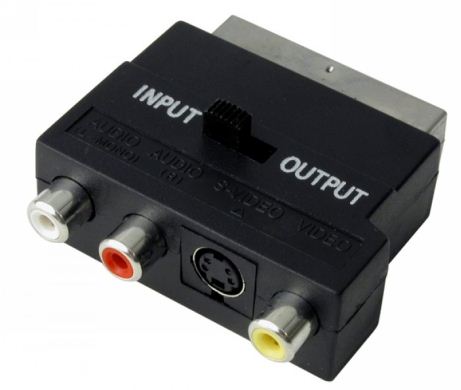 SCART Adapter 1x Scart auf 3x Cinchbuch SVHS Buchse 4pol Mini-DIN