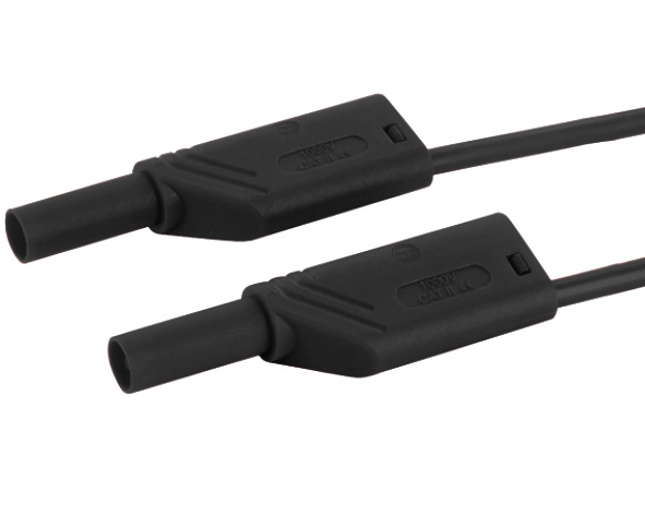 1m Laborkabel Messkabel SCHWARZ CAT-III 16A 1qmm mit üblichen 4mm Sicherheitstecker