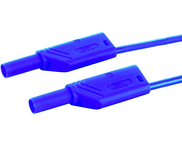 1m Laborkabel Messkabel BLAU CAT-III 16A 1qmm mit üblichen 4mm Sicherheitstecker