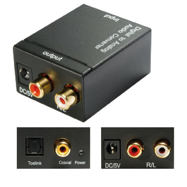 42-300-00760_2015_01 Audio Konverter Digital Koax oder Toslink auf Cinch DA-Wandler SPDIF inkl Netzteil