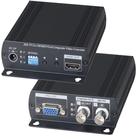TVI-HDMI-Konverter-2016-64-700-04910 Signalkonverter TVI CVI AHD auf HDMI VGA Konverter mit CVBS BNC