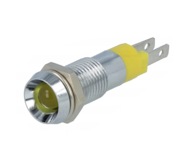 24V_LED_Einbaufassung_Gelb_15-783-04000 Signallampe 24V LED 5mm Gelb 10mm Fassung Innenreflektor Chrom