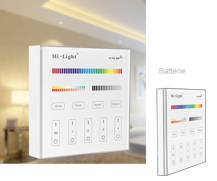 4-Zonen Touch-Kontroller 5KC-B4 Funk zu MiBoxer Mi-Light Serie AP Batteriebetrieb