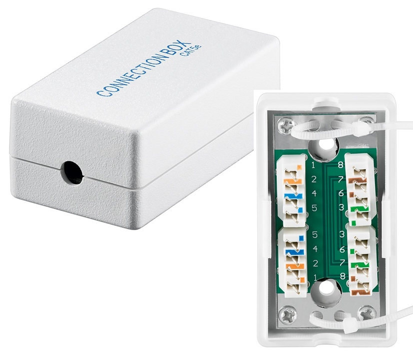 Netzwerk_Anschlussbox_CAT5e_39-875-00360 CAT5e Verbindungsbox LAN Verbinder Klemmverteiler Patch LSA Kabelverbinder auch für PoE geeignet