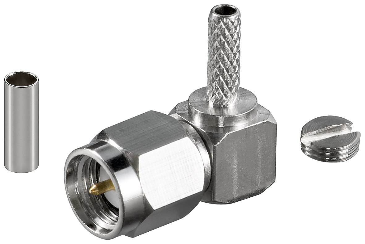 SMA Stecker gewinkelt zu RG174 Crimpversion