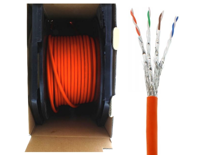 cat7_Netzwerkkabel_Verlegekabel_42-773-04260 50m LAN Kabel Cat7A PIMF S/FTP geschirmt CU Verlegekabel Orange