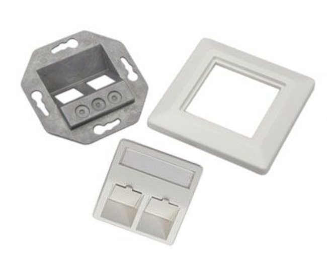 Telegartner-H02010A0040-39-875-00426-B4 Telegärtner Modulaufnahme Keystone Träger mit Blende Alpinweiss für RJ45 Kupplung