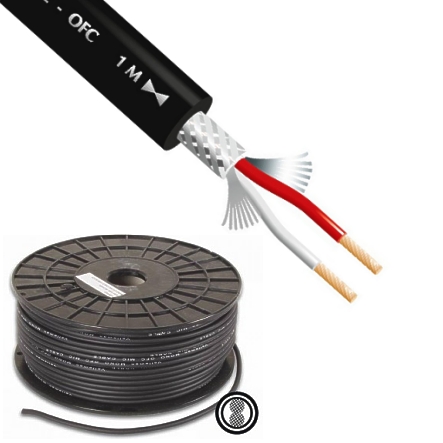 42-686-00190-Mikrofonkabel-2015 100m Mikrofonkabel 2x0,22qmm Schwarz 6,5mm geschirmtes OFC NF-Kabel