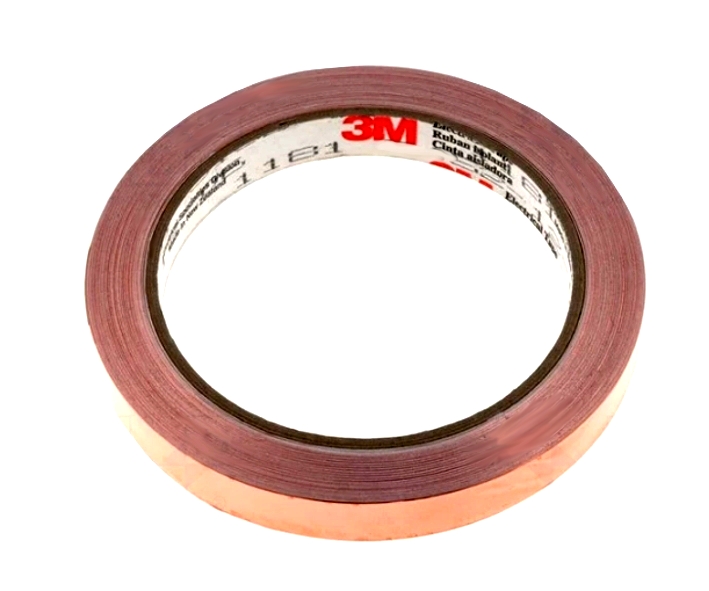 3M_Kupferfolie_1181_44-794-000375 Kupferfolie 12mm breit selbstklebend - L 16,5m - D 0,066mm - mit Leitkleber