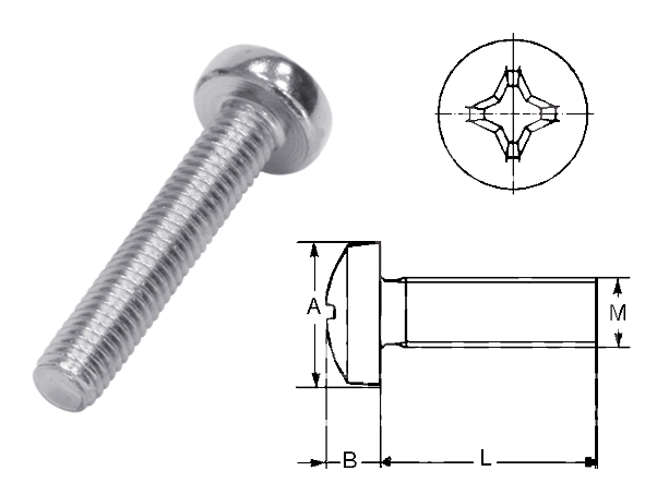 M3 Schraube M3 Linsenkopf Kreuz 6mm lang 100-Stück Pack