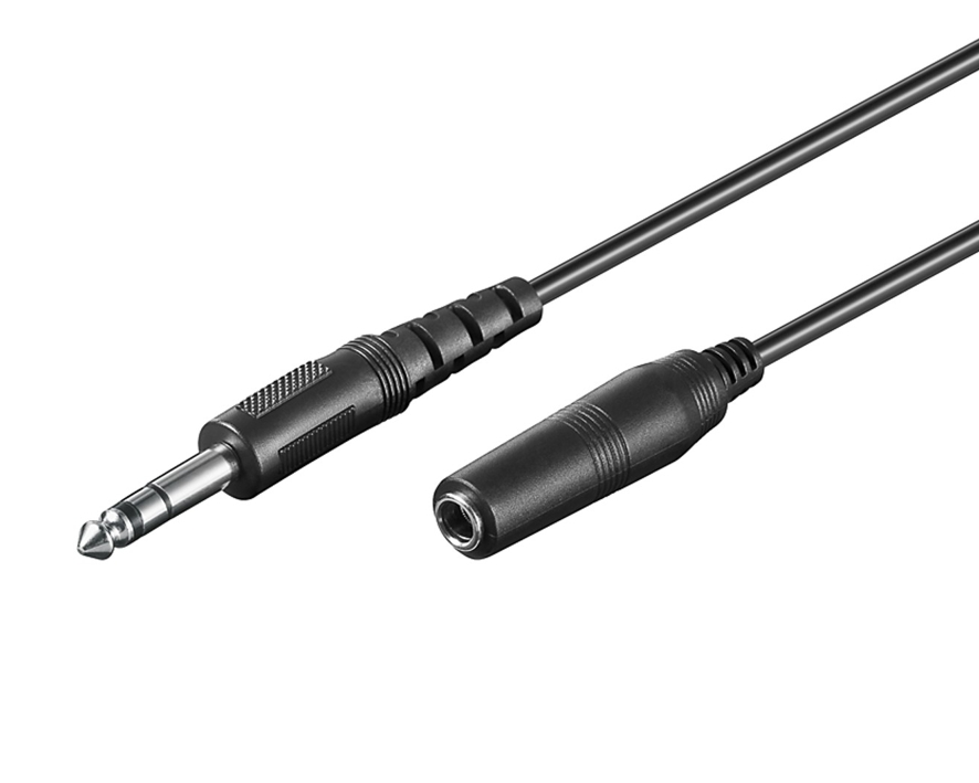 5m Klinkenverlängerung mit 6,3mm Klinke Stecker-Buchse STEREO geschirmtes NF-Kabel