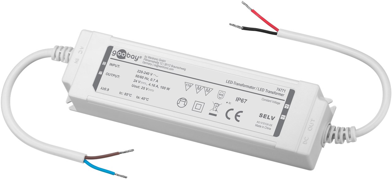 24V LED Netzteil 24V 100W 4,16A IP67 Indoor Oudoor SELV MM-Zeichen