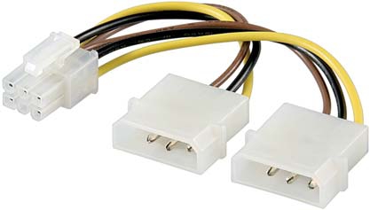 53-680-00259_adapter_bild1 PC Netzteil Adapter PCI Express 2x 5,25 auf PCIE PCI-E 6pol