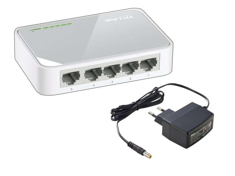 66-840-03620_Switch_mit_Netzteil LAN RJ45 Switch 5Port Desktop SF 10/100Mbit mit 230VAC-Netzteil
