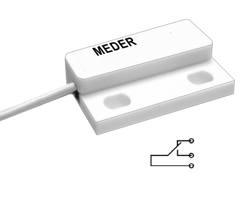 Magnetkontakt Reedkontakt NC-NO Wechslerkontakt 23x14mm Weiss Reedschalter mit Kabel