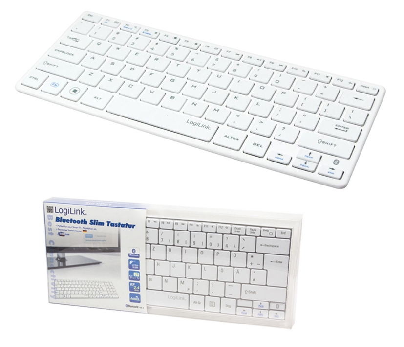 Tastatur Funktastatur mit Bluetooth Slim Tastatur Weiss ohne Maus