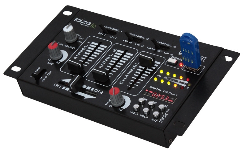 88-800-00620-2000628_15-2044_1 Mischpult Mixer 3-Kanal mit USB Player und Bluetooth und Mikrofoneingang