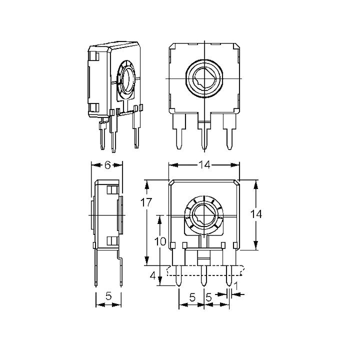 Trimmer-ACP-stehend-CA14NH-Zeichnung