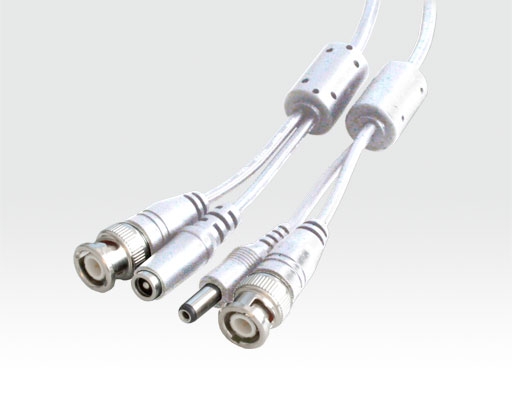 50m Kamerakabel Multikabel 2x BNC Stecker und Hohlstecker Weiss