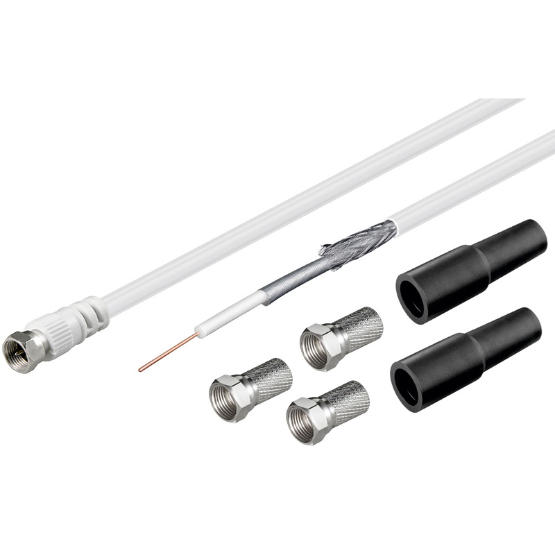 9ea55d60094203c94aedd3a6915f3834 20m SAT Kabel 100dB Bundware mit F-Stecker Weiss