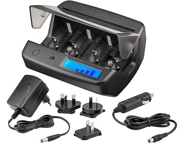 Ladegeraet-Lithium-NICD-NIMH_33-455-00120_2020 Akku Ladegerät Mono Baby Mignon Micro Akkus NiMh NiCD LiPo4 Li-Ion Schnellladegerät
