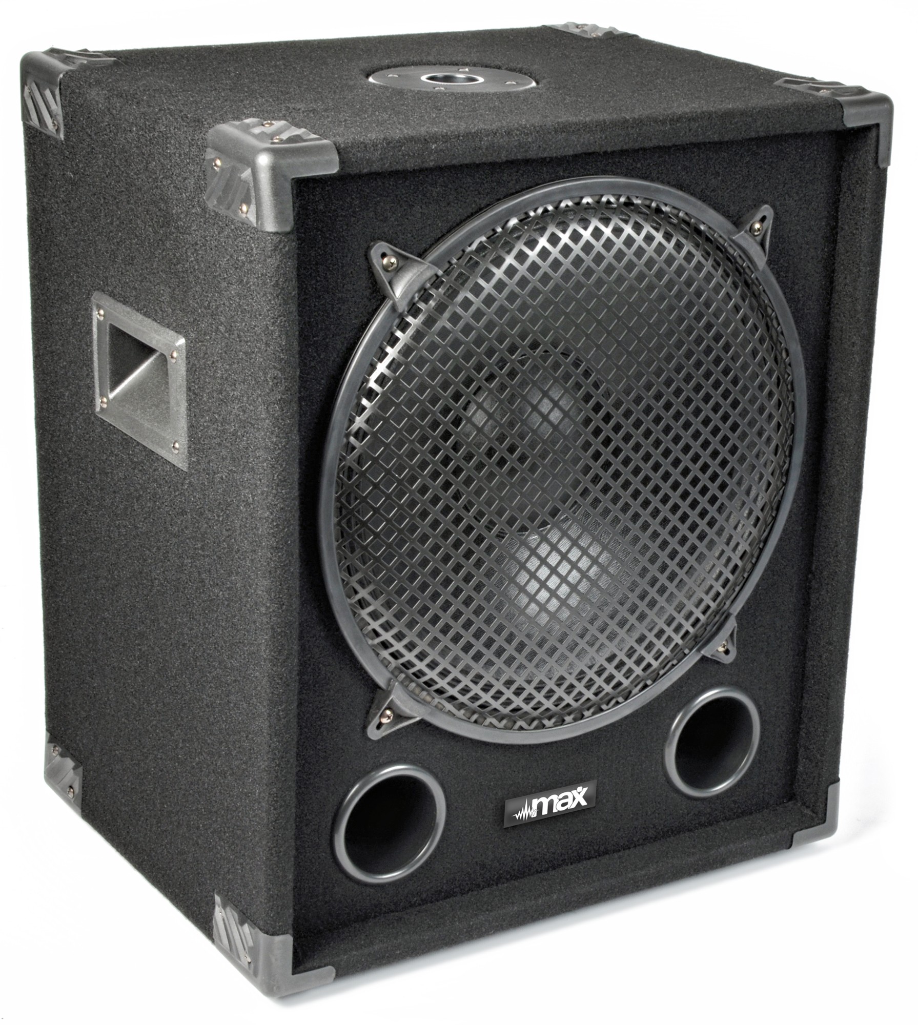 12zoll_Subwoofer_1200W_84-754-01146_B4 1200W PA Subwoofer 8Ohm 600W rms 38cm 15zoll Filzbezug Stativflansch