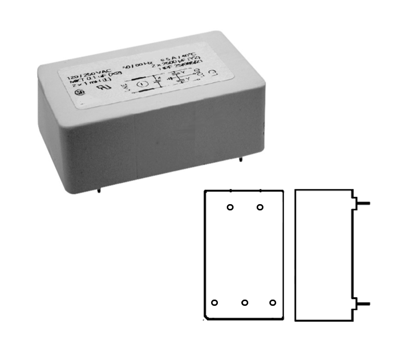 Entstörkondensator Netzfilter 6A 250V 0,1uF 2x 2500pF 2x1mH für Einbau in Platinen Entstör-Drossel 