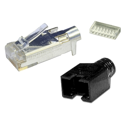 RJ45 Stecker 8pol geschirmt inkl Tülle LAN Stecker