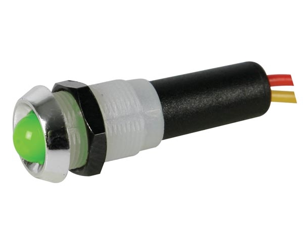 15-783-01130-12vcg Signallampe 12V LED Grün schwarze Fassung 10mm Kopf verchromt