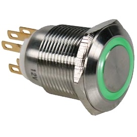 Taster Edelstahl 22mm IP65 LED Ringbeleuchtung Grün