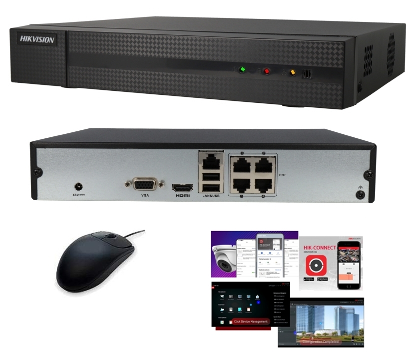 HIKVISION_4Kanal_NVR2104_79-227-07104_B06 IP NVR 4-Kanal Recorder HWN mit PoE HDMI VGA 4xPoE Maus ohne HDD