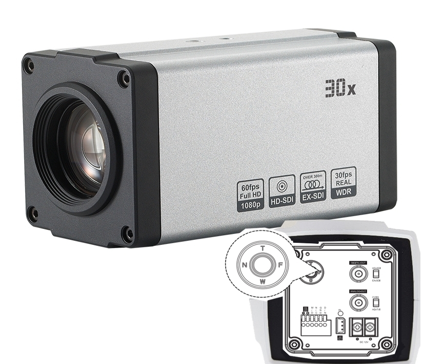 2MP Boxkamera 4in1 SDI TVI CVBS mit 4-136mm Vario Motorzoom Objektiv Maschinenkamera