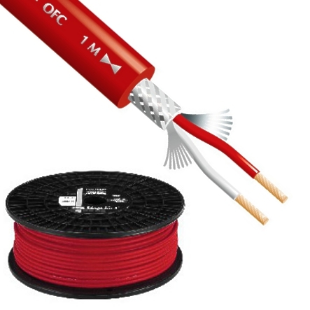42-686-00570-Mikrofonkabel 100m Mikrofonkabel 2x0,22qmm ROT 6,5mm geschirmtes NF-Kabel