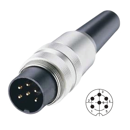 39-855-06990-SV60-DIN-Stecker-6pol 6pol DIN Stecker Metall mit Schraubverschluss
