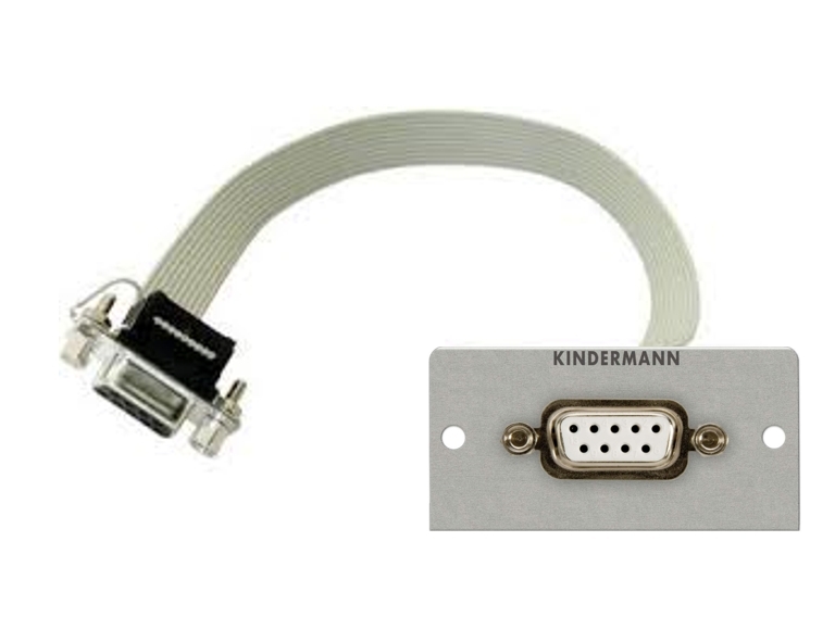 40-700-00940 D-Sub 9pol Buchse UNC4-40 mit Flachbandkabel und ALU-Frontplatte 50x25mm