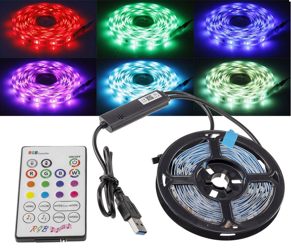 3,5m LED Stripe RGB mit USB Kontroller und Fernbedienung