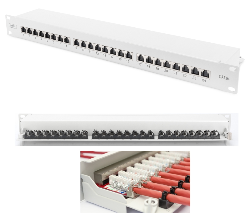 19zoll Patchpanel CAT6A Patchfeld 24xRJ45 LSA Panel 10GBit Auflegefeld