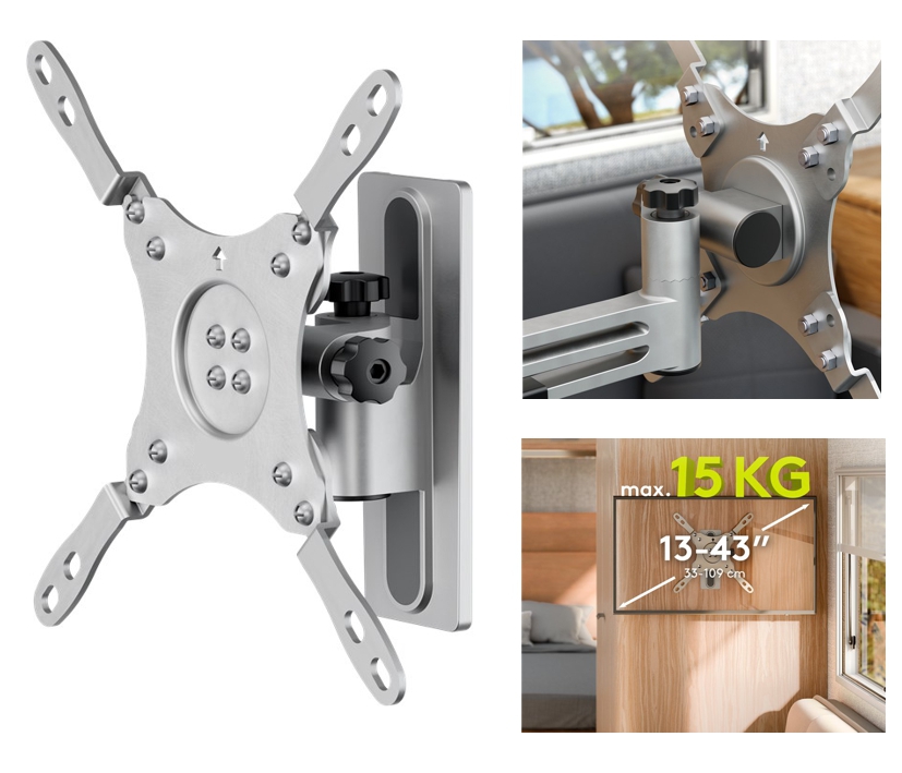 TV Halter für Wohnmobil Caravan bis 42zoll drehbar kippbar M80 VESA75 VESA100 VESA200