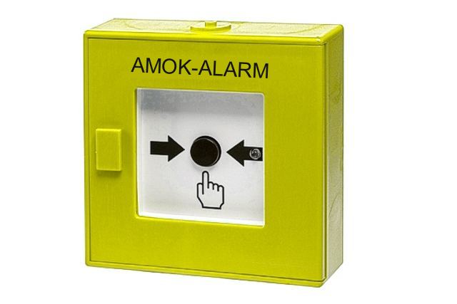 Hausalarm AMOK Alarmtaster GELB EN60849 125x125x37mm