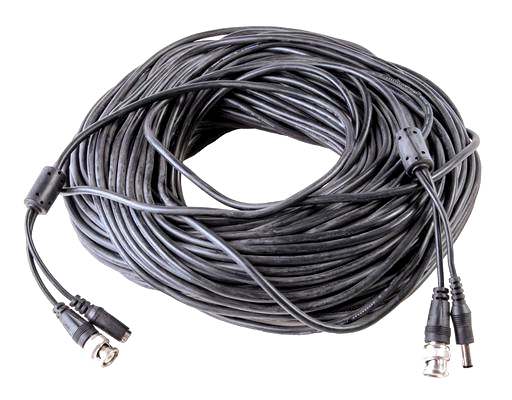 50m Kamerakabel Multikabel 2x BNC Stecker und Hohlstecker Schwarz