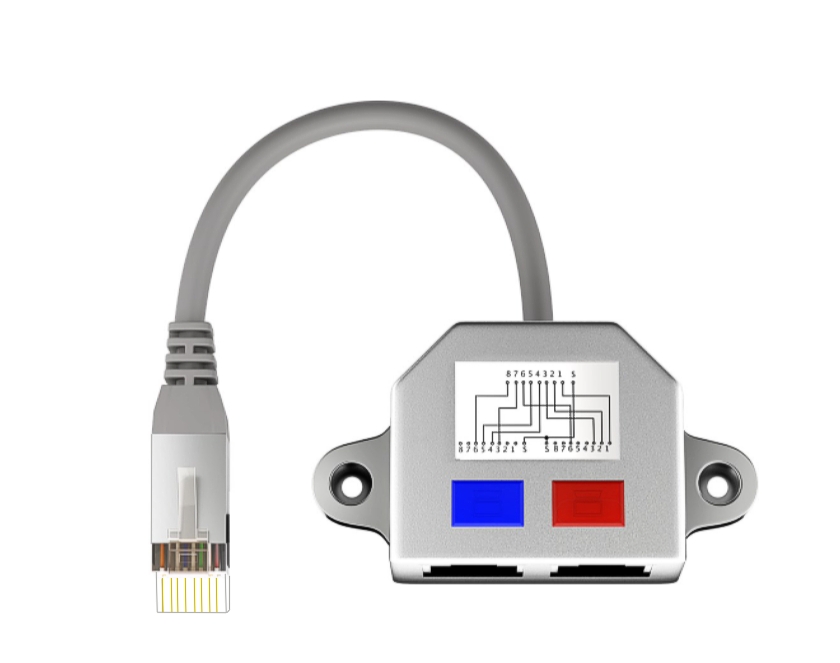 RJ45_Splitter_39-875-01010 RJ45 Splitter 2fach RJ45 Verteiler CAT5e Telefon Netzwerk 8pol auf 2x4pol