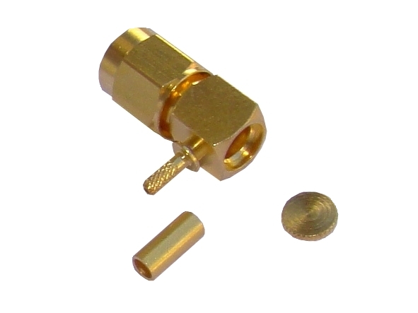 SMA Stecker gewinkelt für RG178 RG196 Crimpversion vergoldet