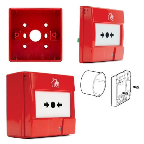 Hausalarm AP UP Alarmtaster Feuer Brand ROT EN54-11 87x87x47mm Handfeuermelder